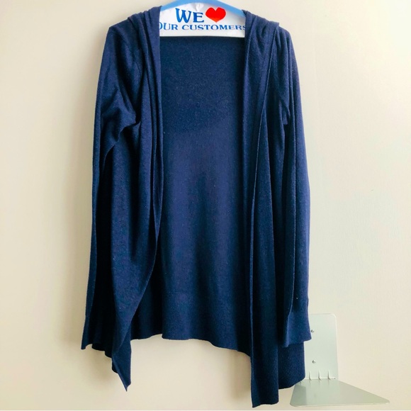 Cynthia Rowley Open Hooded Linen Blend Navy Blue Duster Cardigan Women’s Size S - Picture 1 of 6